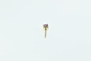 14K Single Ruby Solitaire Classic Vintage Stud Earring Yellow Gold