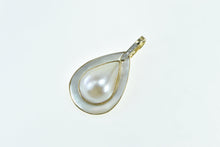 Load image into Gallery viewer, 14K Pear Mother of Pearl Diamond Vintage Statement Pendant Yellow Gold