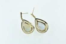 Load image into Gallery viewer, 14K Pear Mother of Pearl Diamond Vintage Dangle Earrings Yellow Gold