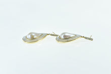 Load image into Gallery viewer, 14K Pear Mother of Pearl Diamond Vintage Dangle Earrings Yellow Gold