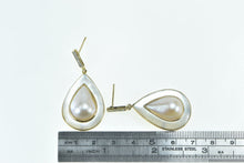 Load image into Gallery viewer, 14K Pear Mother of Pearl Diamond Vintage Dangle Earrings Yellow Gold