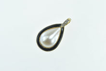 Load image into Gallery viewer, 14K Pear Mother of Pearl Diamond Black Onyx Drop Pendant Yellow Gold