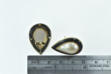 Load image into Gallery viewer, 14K Pear Mother of Pearl Black Onyx Stud Earrings Yellow Gold