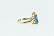 Load image into Gallery viewer, 14K Pear Blue Topaz Diamond Vintage Statement Ring Yellow Gold