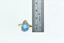 Load image into Gallery viewer, 14K Pear Blue Topaz Diamond Vintage Statement Ring Yellow Gold