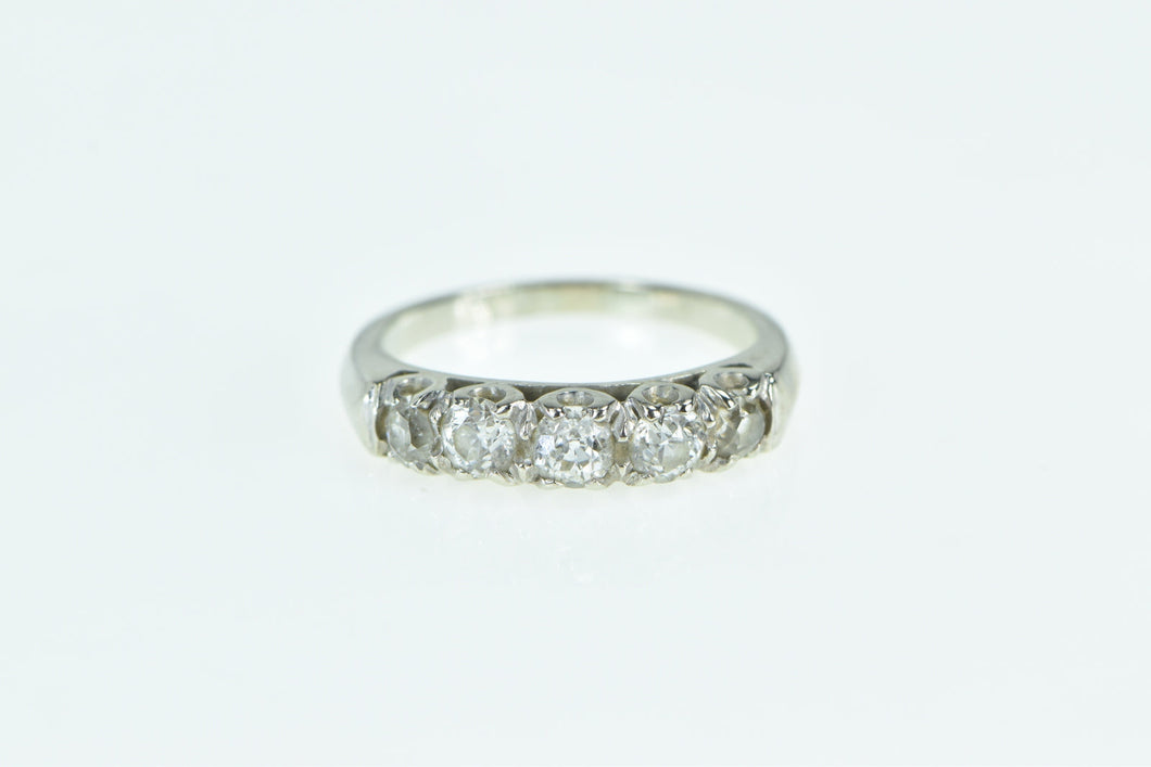 14K 1940's 0.73 Ctw OEC Diamond Vintage Wedding Ring White Gold