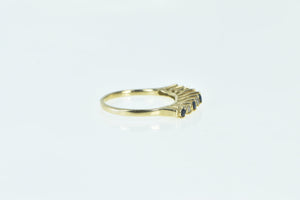 14K Vintage Sapphire Diamond Wavy Wedding Band Ring Yellow Gold