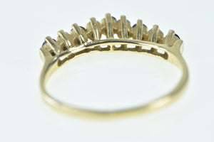 14K Vintage Sapphire Diamond Wavy Wedding Band Ring Yellow Gold