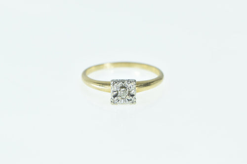 14K Vintage Diamond Classic Solitaire Engagement Ring Yellow Gold