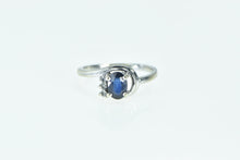 Load image into Gallery viewer, 14K Oval Sapphire Diamond Vintage Engagement Ring White Gold