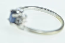 Load image into Gallery viewer, 14K Oval Sapphire Diamond Vintage Engagement Ring White Gold