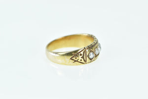 15K 1883 Victorian Ornate Pearl SB&S Band Ring Yellow Gold