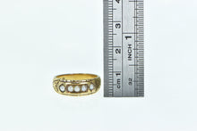 Load image into Gallery viewer, 15K 1883 Victorian Ornate Pearl SB&amp;S Band Ring Yellow Gold