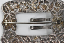 Load image into Gallery viewer, Sterling Silver Stieff Repousse Floral Ornate Belt Buckle Scarf Pin/Brooch