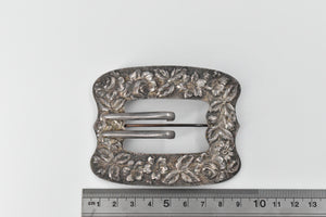 Sterling Silver Stieff Repousse Floral Ornate Belt Buckle Scarf Pin/Brooch