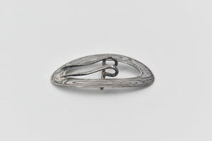 Sterling Silver Art Nouveau Floral Oval Sash Brooch Ladies Belt Buckle