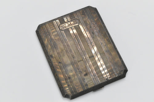 Sterling Silver Elgin Pinstripe Monogram Cigarette Case