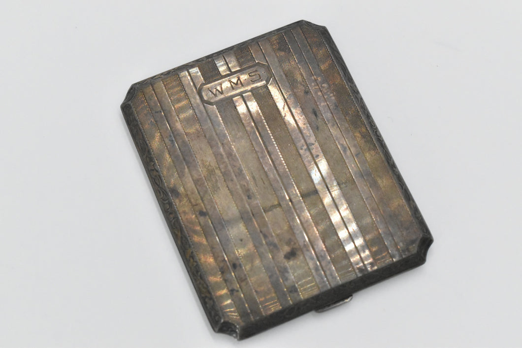 Sterling Silver Elgin Pinstripe Monogram Cigarette Case