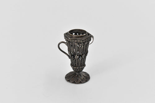 Sterling Silver Antique Filigree Shuman Small Candle Holder