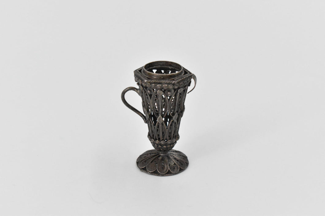 Sterling Silver Antique Filigree Shuman Small Candle Holder