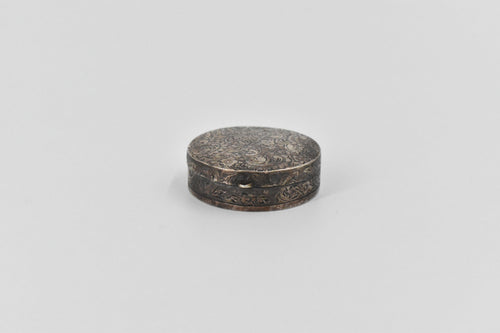 Sterling Silver Austrian Scroll Engraved Antique Round Pill Box