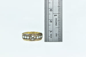 15K 1880 T Willis&Co Victorian Rose Diamond Pearl Ring Yellow Gold