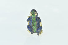 Load image into Gallery viewer, 14K Pave Sapphire Garnet Ruby Frog Designer Ring Yellow Gold