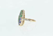 Load image into Gallery viewer, 14K Pear Sapphire Tanzanite Diamond Cocktail Ring Rose Gold