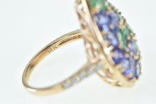 Load image into Gallery viewer, 14K Pear Sapphire Tanzanite Diamond Cocktail Ring Rose Gold