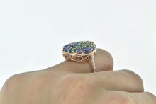 Load image into Gallery viewer, 14K Pear Sapphire Tanzanite Diamond Cocktail Ring Rose Gold