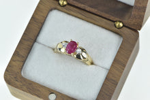 Load image into Gallery viewer, 14K 0.90 Ctw Natural Ruby Diamond Engagement Ring Yellow Gold