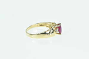 14K 0.90 Ctw Natural Ruby Diamond Engagement Ring Yellow Gold