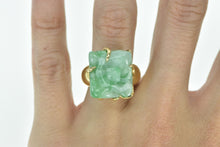 Load image into Gallery viewer, 18K Elaborate Carved Jade Lemur Monkey Statement Ring Yellow Gold