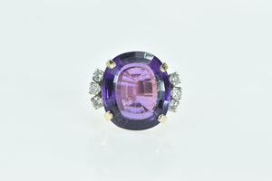 14K 22 Ctw Oval Amethyst Diamond Cocktail Ring Yellow Gold