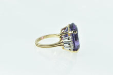 Load image into Gallery viewer, 14K 22 Ctw Oval Amethyst Diamond Cocktail Ring Yellow Gold