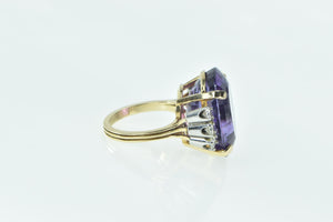 14K 22 Ctw Oval Amethyst Diamond Cocktail Ring Yellow Gold