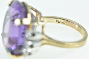 14K 22 Ctw Oval Amethyst Diamond Cocktail Ring Yellow Gold