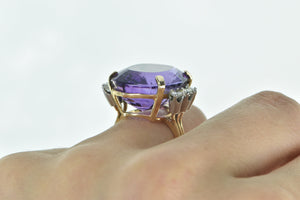 14K 22 Ctw Oval Amethyst Diamond Cocktail Ring Yellow Gold