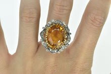 Load image into Gallery viewer, 18K 1940&#39;s 18.34 Ctw Citrine Diamond Cocktail Ring White Gold