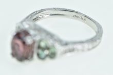 Load image into Gallery viewer, 14K Almandine Garnet Fluorite Diamond Statement Ring White Gold