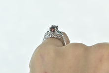 Load image into Gallery viewer, 14K Almandine Garnet Fluorite Diamond Statement Ring White Gold