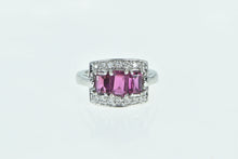 Load image into Gallery viewer, 14K Emerald Cut Purple Tourmaline Diamond Halo Ring White Gold