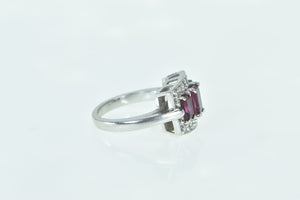 14K Emerald Cut Purple Tourmaline Diamond Halo Ring White Gold
