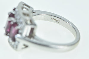14K Emerald Cut Purple Tourmaline Diamond Halo Ring White Gold