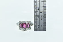 Load image into Gallery viewer, 14K Emerald Cut Purple Tourmaline Diamond Halo Ring White Gold