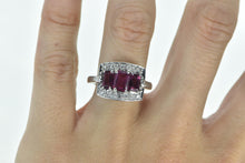 Load image into Gallery viewer, 14K Emerald Cut Purple Tourmaline Diamond Halo Ring White Gold