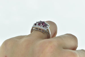 14K Emerald Cut Purple Tourmaline Diamond Halo Ring White Gold
