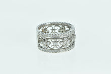 Load image into Gallery viewer, 14K Ornate Diamond Scroll Filigree Statement Band Ring White Gold