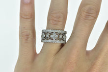 Load image into Gallery viewer, 14K Ornate Diamond Scroll Filigree Statement Band Ring White Gold
