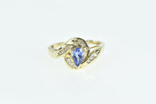 Load image into Gallery viewer, 14K Pear Tanzanite Diamond Swirl Engagement Ring Yellow Gold